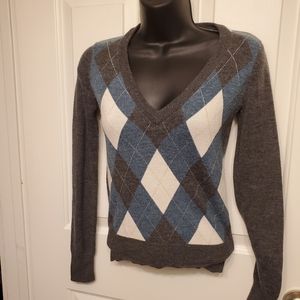 Aritzia Talula Argyle Wool / Acrylic Blue Black